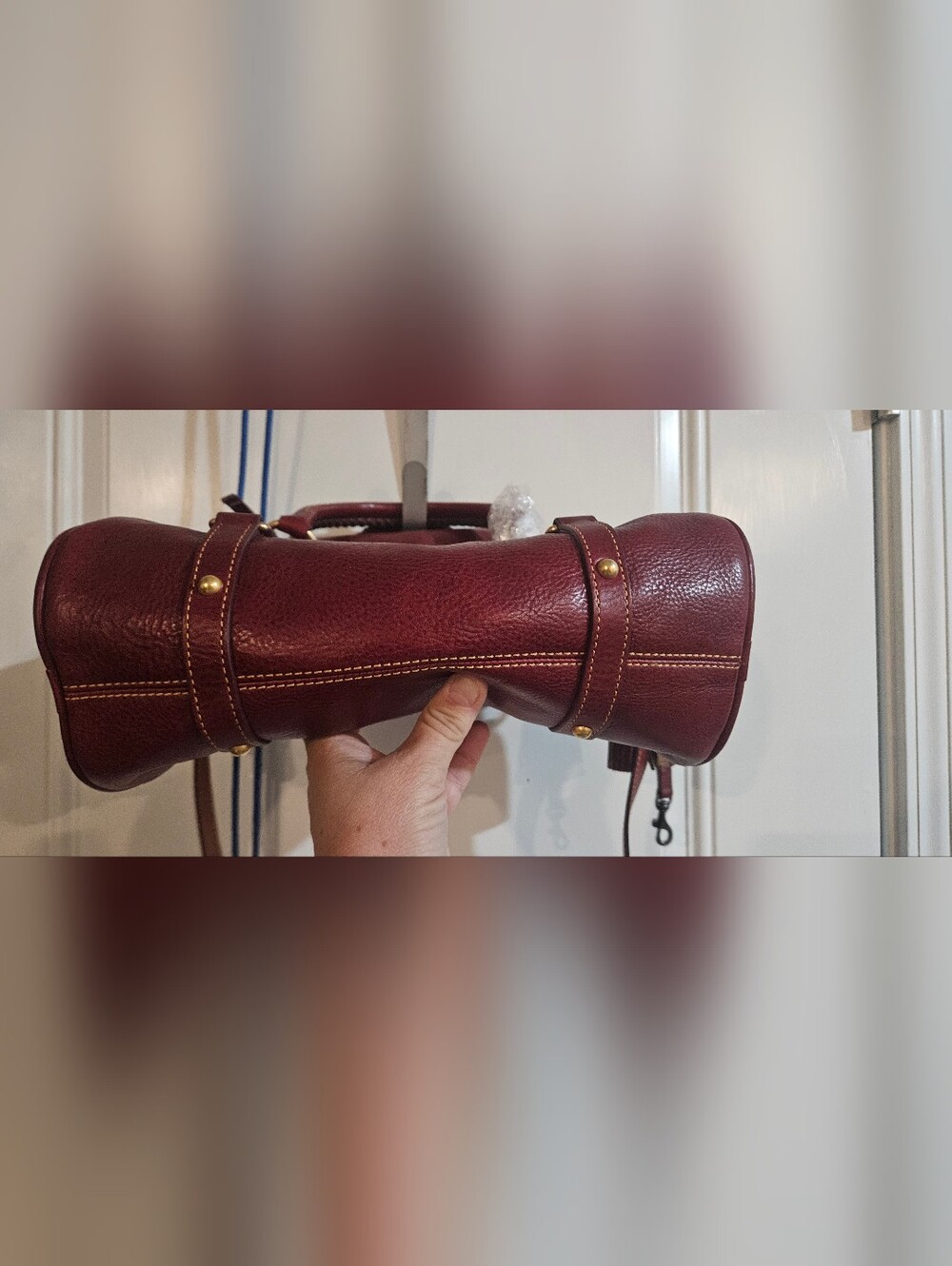 Dooney And Bourke Florentine Satchel Bag Red Burgundy - Picture 13 of 16